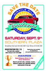 Click to enlarge the Annual Miracle Mile Car Show flyer